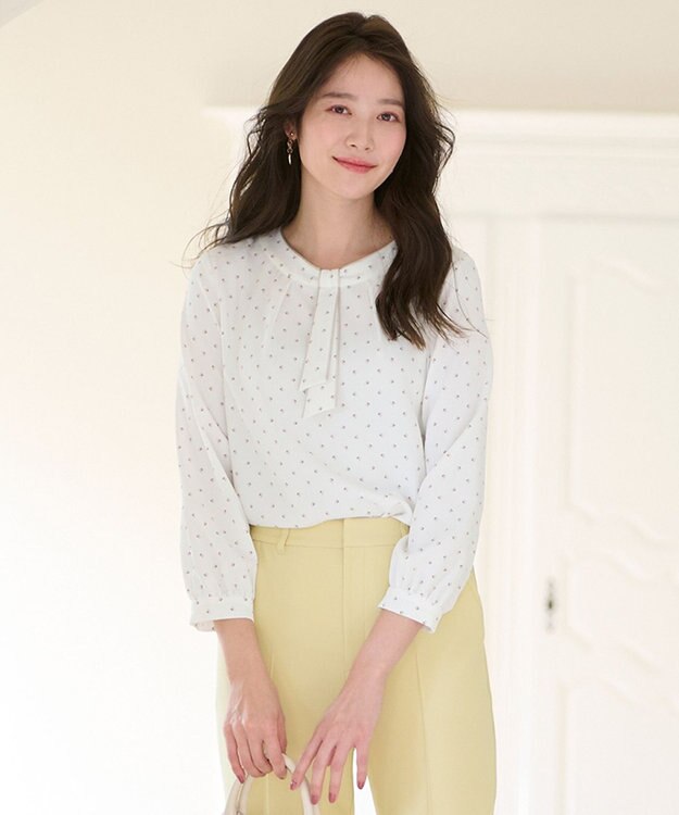 ANY SIS S 【洗える】フロントボウタイ ブラウス オフベース