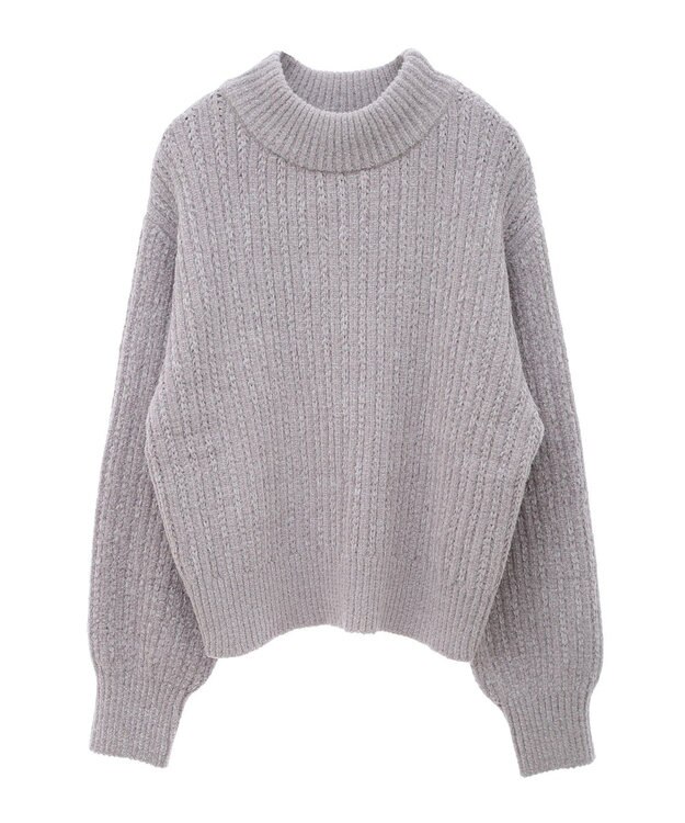 earth music&ecology 透かしベロアモールプルオーバー Gray Beige