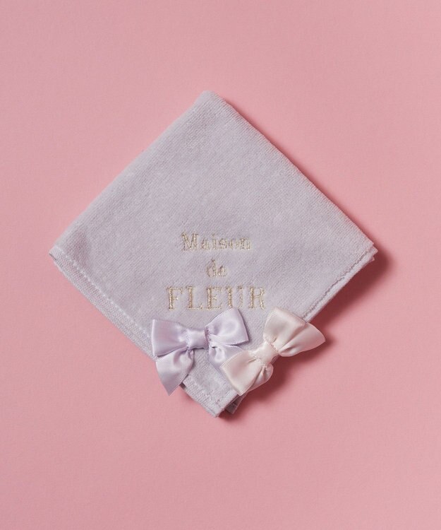 Maison de FLEUR バイカラーリボンタオルハンカチ Lilac