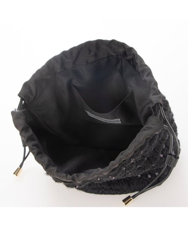 UNBILLION カシュカシュ cachecache / サテンリボン編み込み巾着ショルダー ブラック