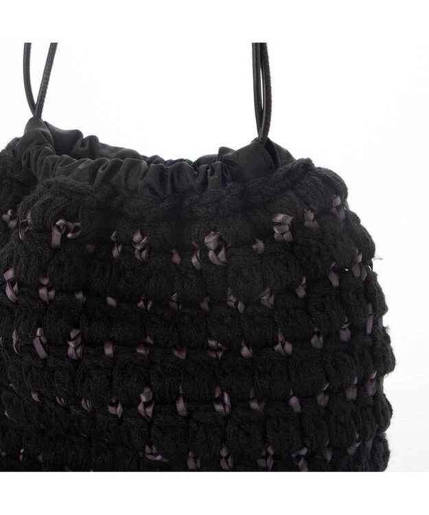 UNBILLION カシュカシュ cachecache / サテンリボン編み込み巾着ショルダー ブラック