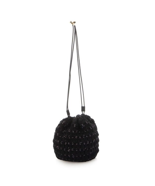 UNBILLION カシュカシュ cachecache / サテンリボン編み込み巾着ショルダー ブラック