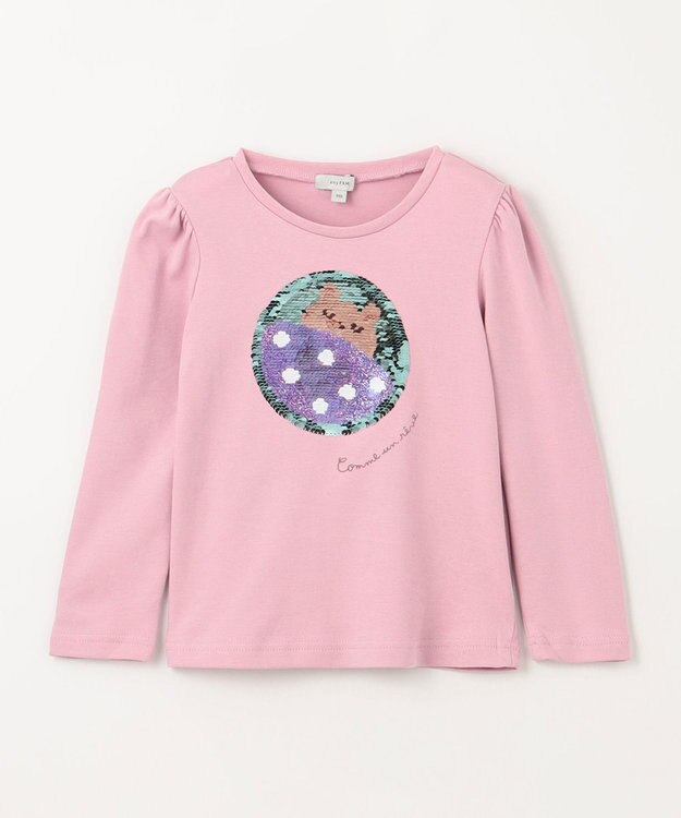 ANY KIDS ミラクルスパンコール長袖Tシャツ ピンク（オムライス×クマ）