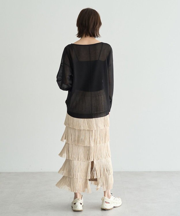 YECCA VECCA フリンジロングスカート Light Beige
