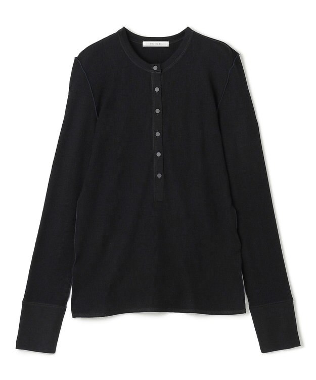 BEIGE， 【洗える・GISELe 10月号掲載】FORD / ウール配色メローヘンリーネックカットソー Black