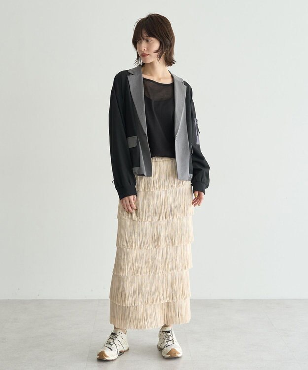 YECCA VECCA フリンジロングスカート Light Beige