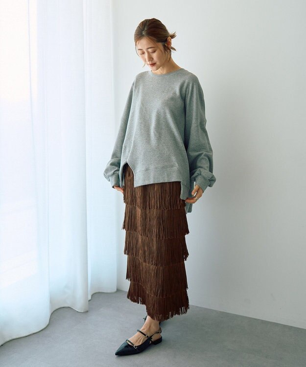 YECCA VECCA フリンジロングスカート Brown
