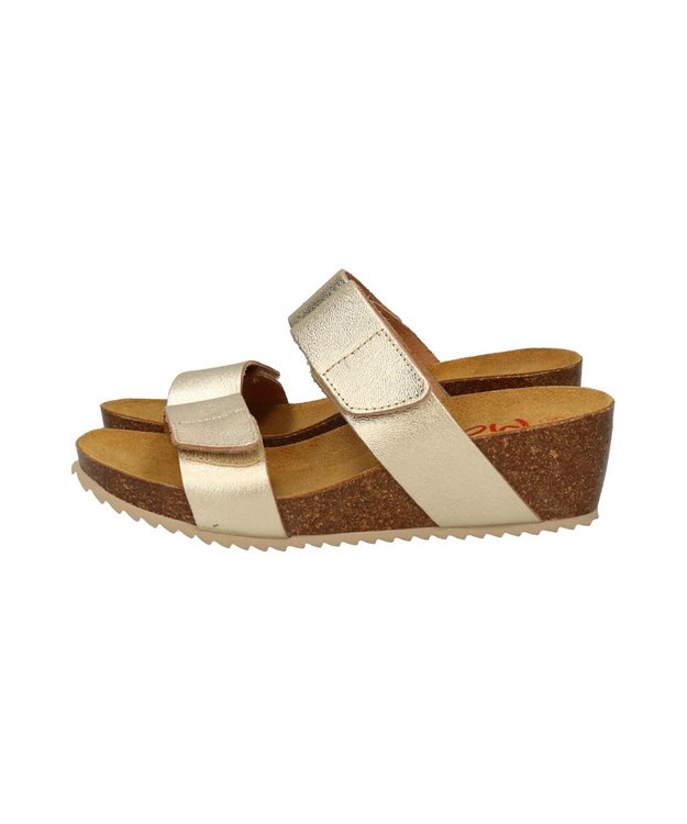 INTER-CHAUSSURES 【Marila】ダブルベルトフットベッドサンダル ゴールド
