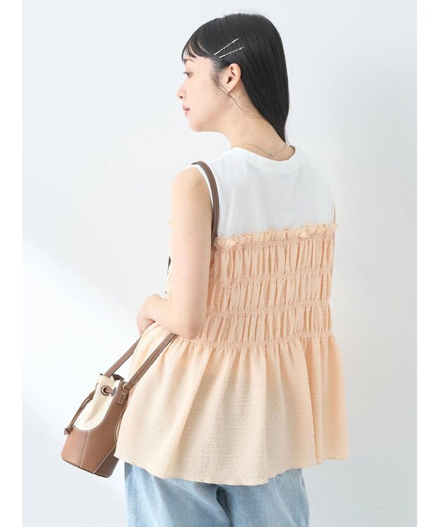 earth music&ecology ドッキングシャーリングプルオーバー Yellow