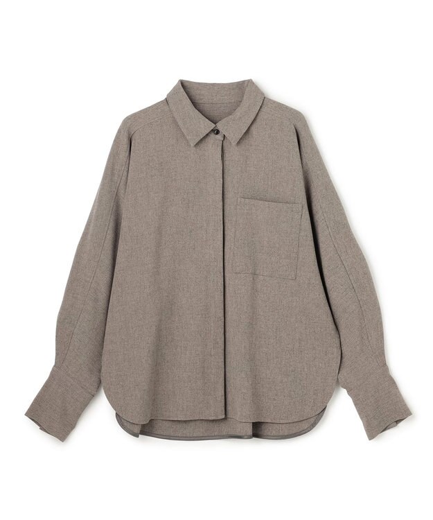 uncrave ウォッシャブルウールライクツイル ドルマンシャツ シャンブレーチャコール