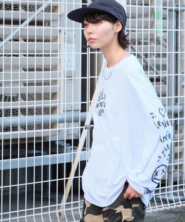 WEGO 【ユニセックス着用ITEM/2点SET】アクセ付きアンサンブルT（LS） ホワイト