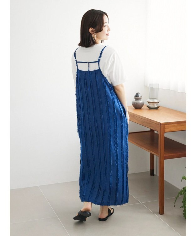 Green Parks フェザージャガードキャミワンピース Blue