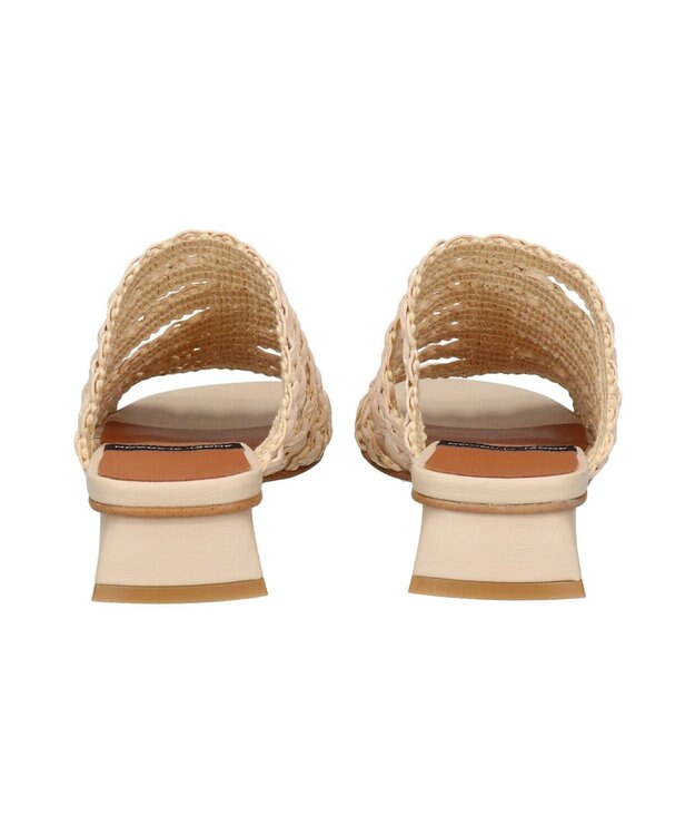 INTER-CHAUSSURES 【ANGEL ALARCON】ローヒールラフィアサンダル アイボリー雑材