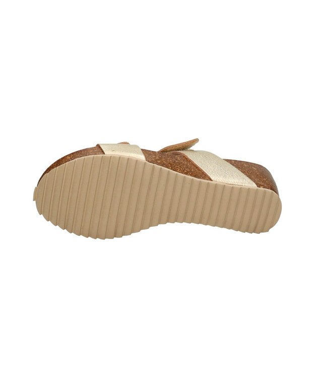 INTER-CHAUSSURES 【Marila】ダブルベルトフットベッドサンダル ゴールド