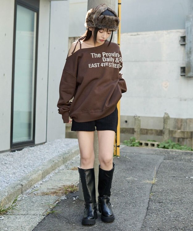 WEGO 裏起毛2WAYグラフィックワンショルBIGスウェット 柄4