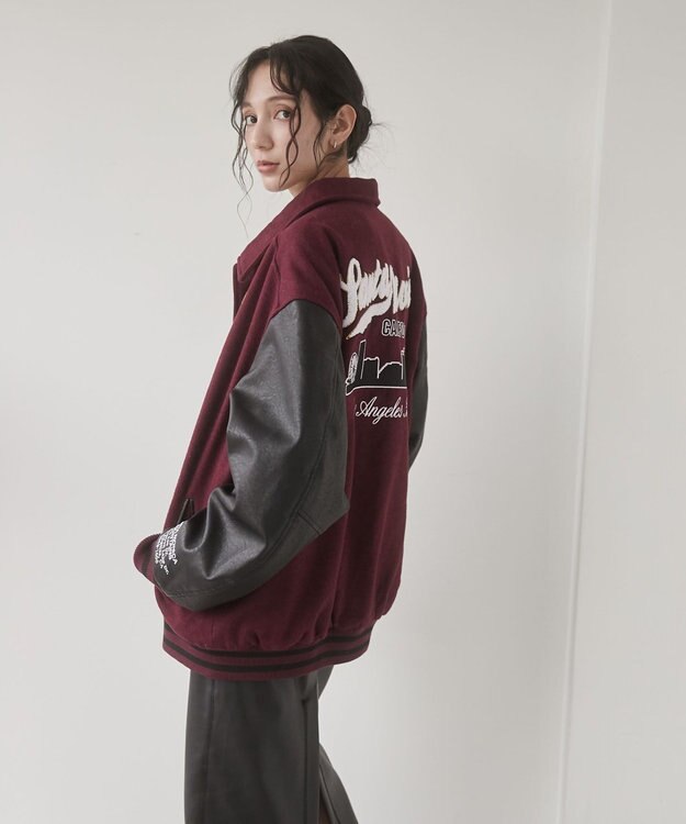 WEGO 【ユニセックス着用ITEM/SMLサイズ展開】メルトンワッペンスタジャン ワイン