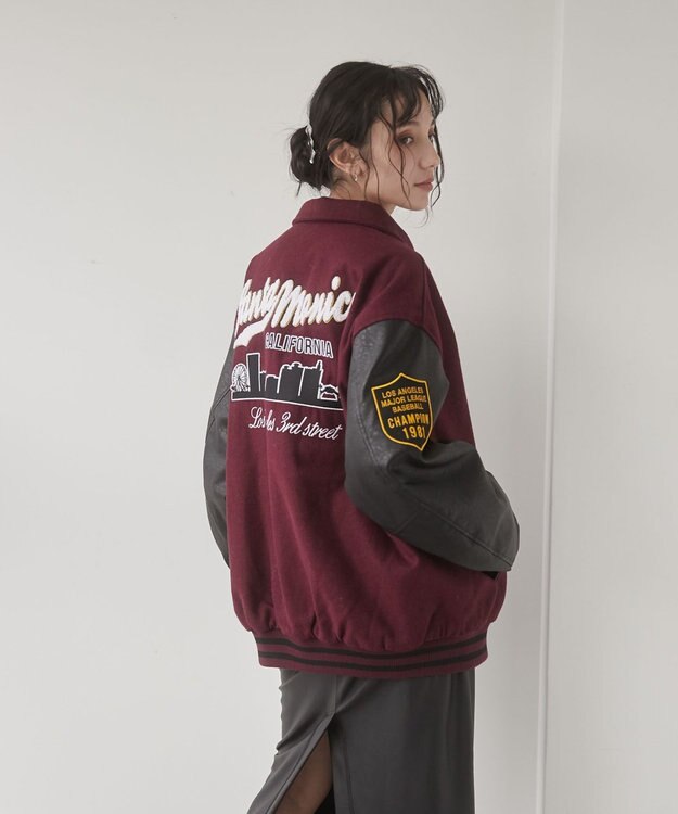 WEGO 【ユニセックス着用ITEM/SMLサイズ展開】メルトンワッペンスタジャン ワイン