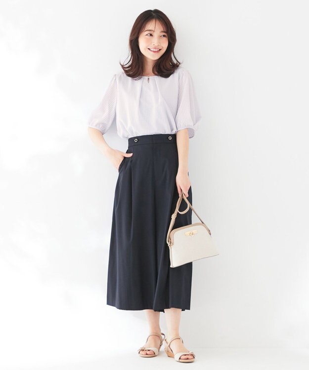 ANY SIS 【美人百花7月号掲載】エアリー ワイドクロップド パンツ ネイビー系