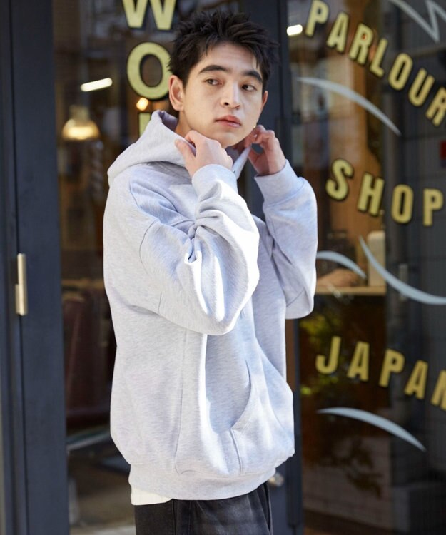 WEGO 【ユニセックス着用ITEM】ワッペンロゴパーカー アッシュグレー