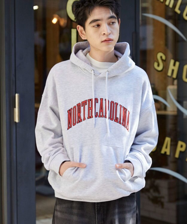 WEGO 【ユニセックス着用ITEM】ワッペンロゴパーカー アッシュグレー