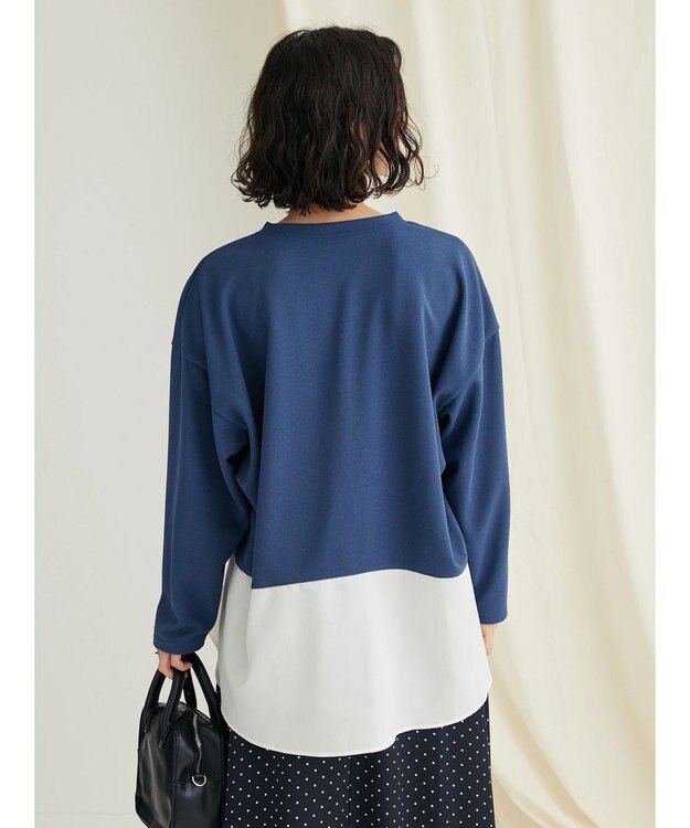 CRAFT STANDARD BOUTIQUE 布帛切替デザインプルオーバー Navy