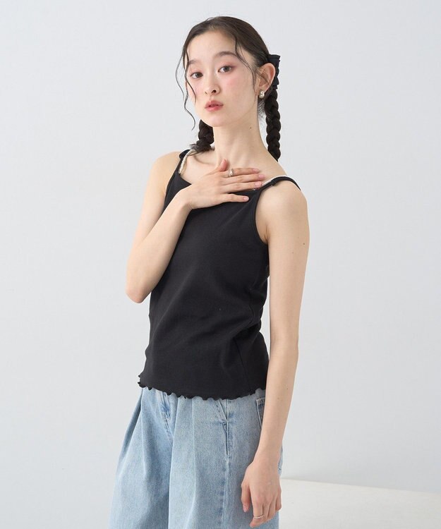 earth music&ecology パールストラップキャミソール Black