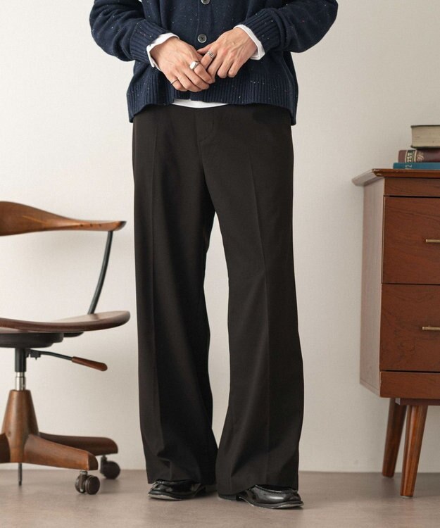 WEGO 【セットアップ対応】ワイドストレートスラックス ブラック