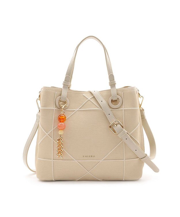 MioFIRANO カジュアルシッククロスラインハンドバッグ 2WAY チャーム付き　FIRANO フィラノ IVORY