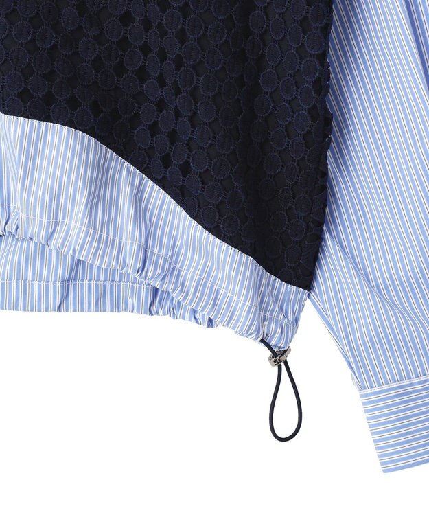YECCA VECCA レースMIXレイヤードデザインシャツ Stripe Blue