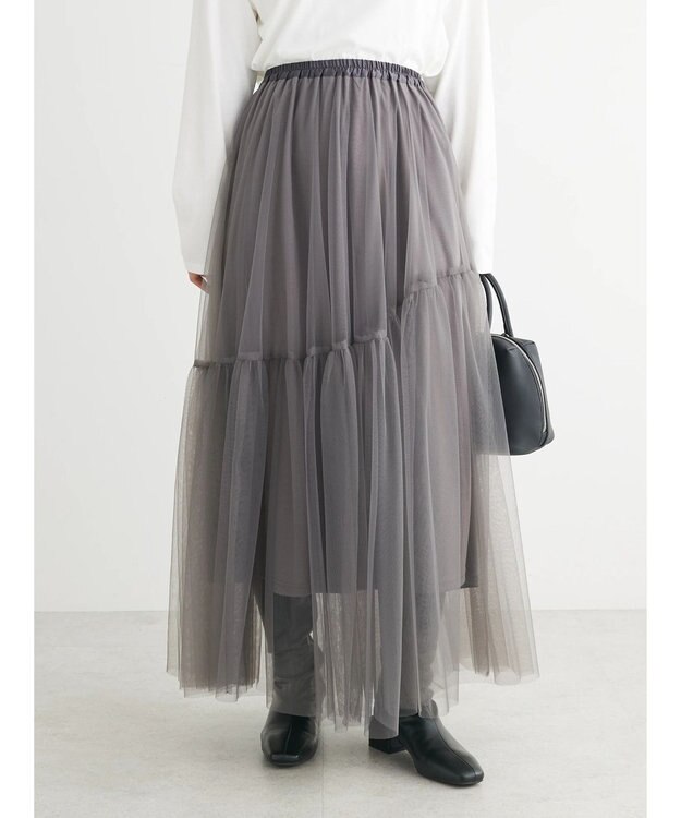 Green Parks ・ＥＬＥＮＣＡＲＥ　ＤＵＥ　チュールティアードスカート Charcoal Gray