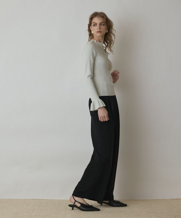 GRACE CONTINENTAL ラメリブニットトップ ホワイト