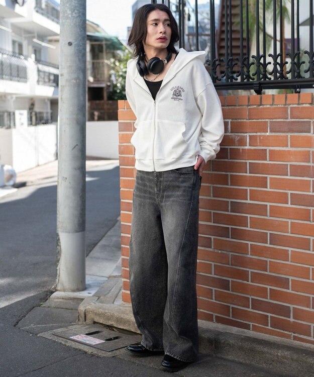 WEGO 【ユニセックス着用ITEM】ワッフルZIPパーカー オフホワイト