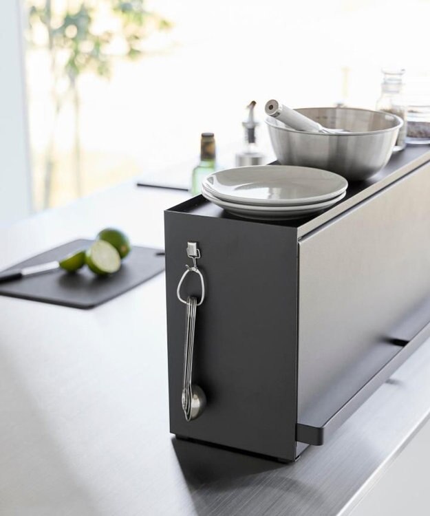 tower 前が開くキッチンカウンター上収納ラック タワー D15 ブラック ブラック