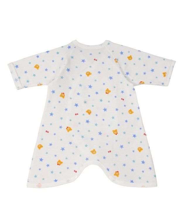 MIKI HOUSE HOT BISCUITS 【50-60cm】 フライス素材の総柄コンビ肌着 ブルー