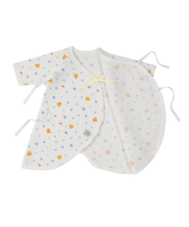 MIKI HOUSE HOT BISCUITS 【50-60cm】 フライス素材の総柄コンビ肌着 ブルー