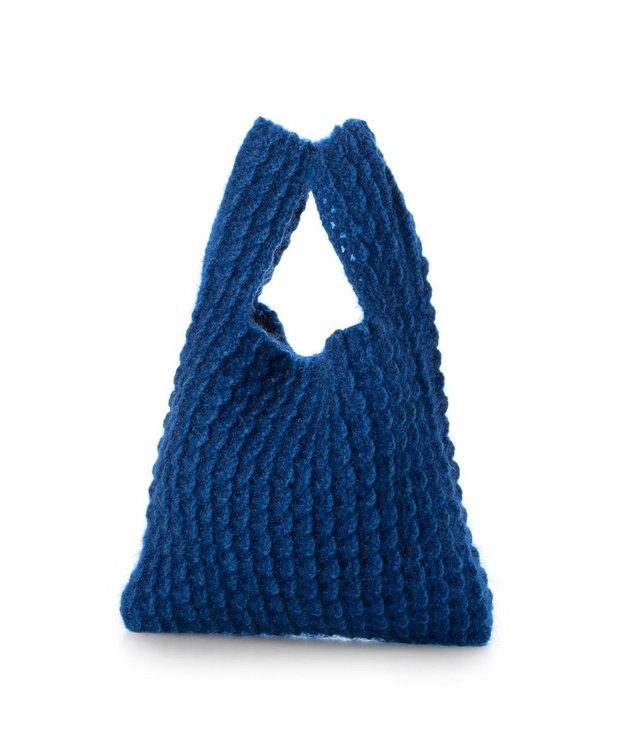 UNBILLION カシュカシュ cachecache / 柄編みニットショッパーバッグ ブルー