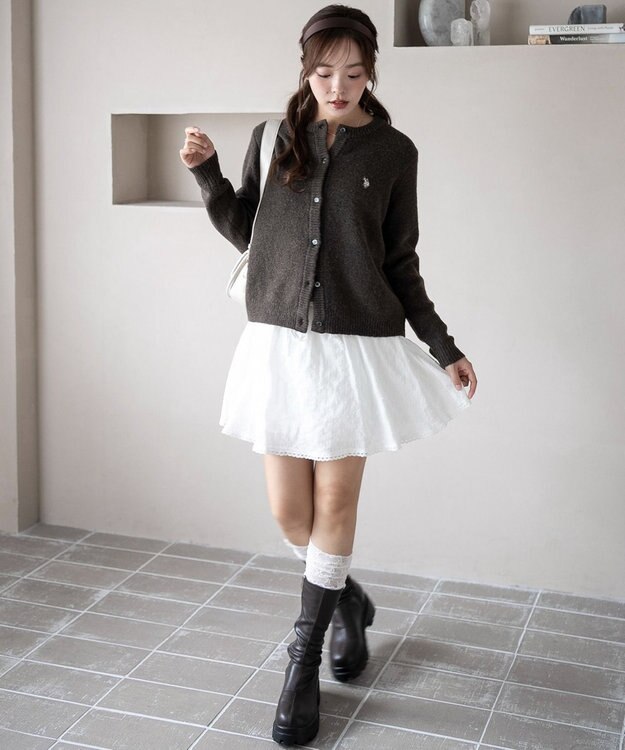 WEGO 【WEB限定/25年秋冬新作】別注USPOLO微起毛カーデ ブラウン