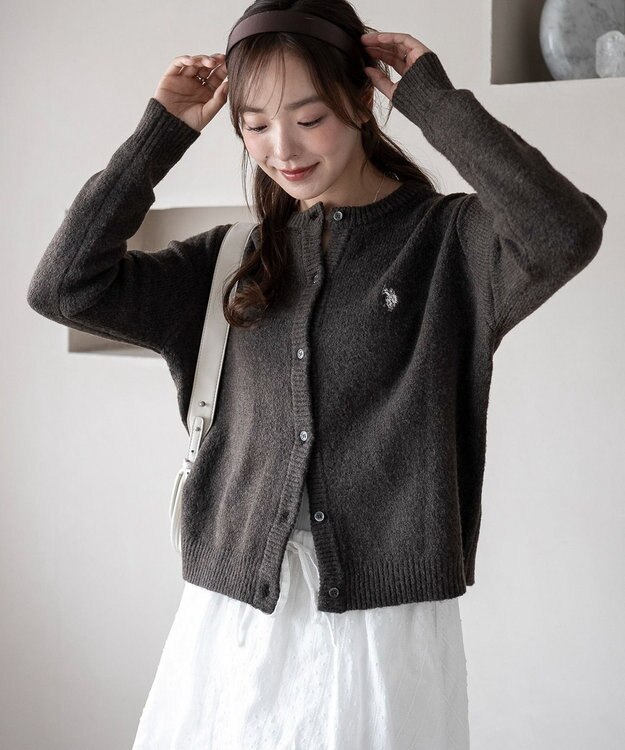 WEGO 【WEB限定/25年秋冬新作】別注USPOLO微起毛カーデ ブラウン