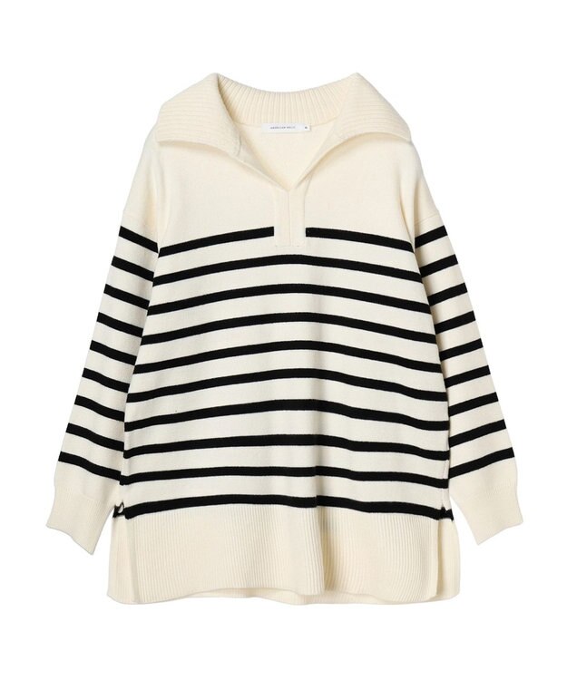 AMERICAN HOLIC バイパチ衿付きニットチュニック Ivory