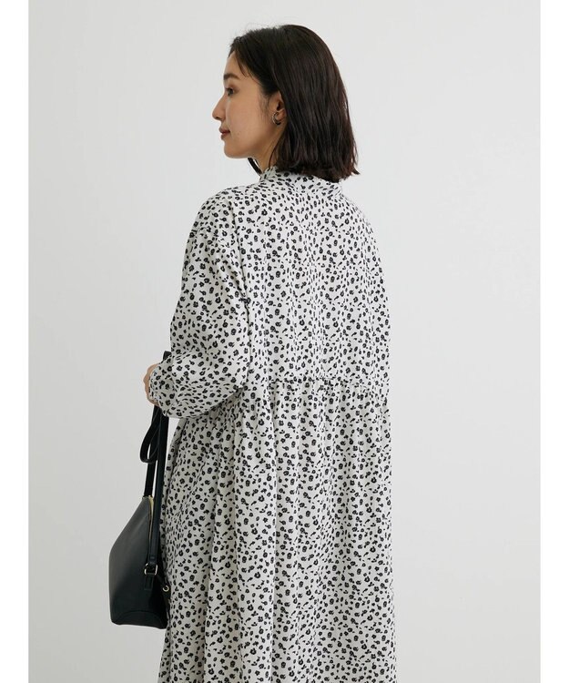 Green Parks ２ｗａｙ小花柄ギャザーシャツワンピース Ecru