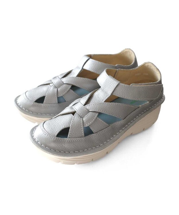 Pointer 本革編み込みグルカサンダル シルバー