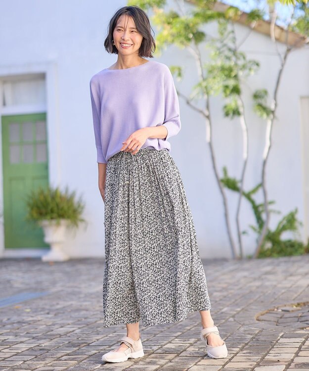 ANY L 【洗濯機可/UVカット】アクリルガータードルマンニット ラベンダー