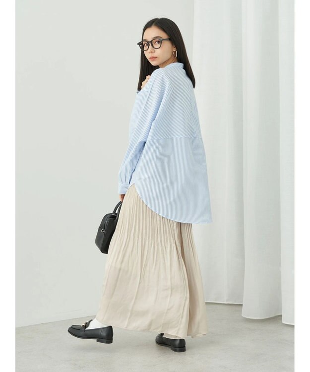 earth music&ecology ドルマンストライプシャツ Stripe Sax