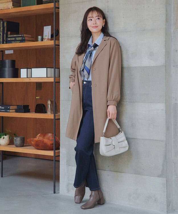 Tiaclasse 【洗える】バックプリーツパフスリーブコート ベージュ