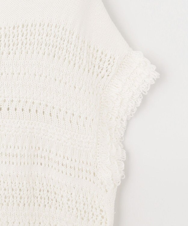 自由区 【洗える】フリンジディテール ニット アイボリー系