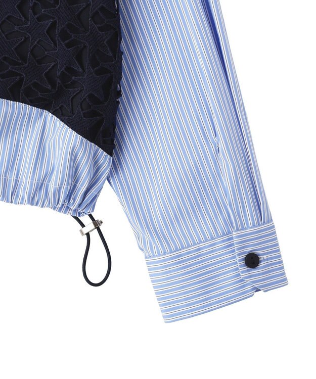 YECCA VECCA レースMIXレイヤードデザインシャツ Stripe Blue