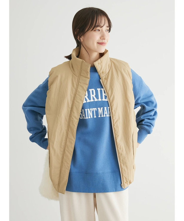 Green Parks 中わたスタンドカラーベスト Beige