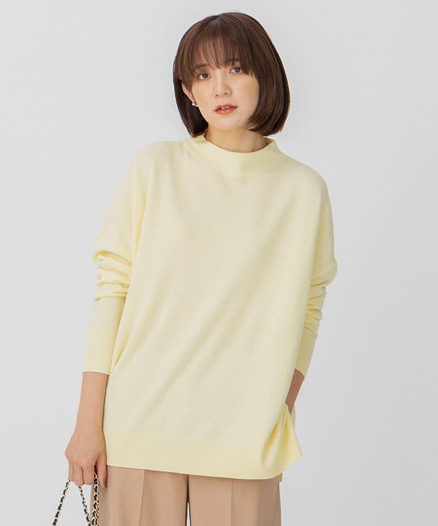 23区 【洗える】セミウーステッドウール モックネック ニット イエロー系