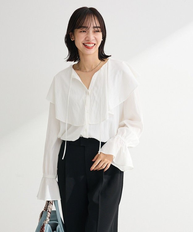 Green Parks ラッフルブラウス Off White