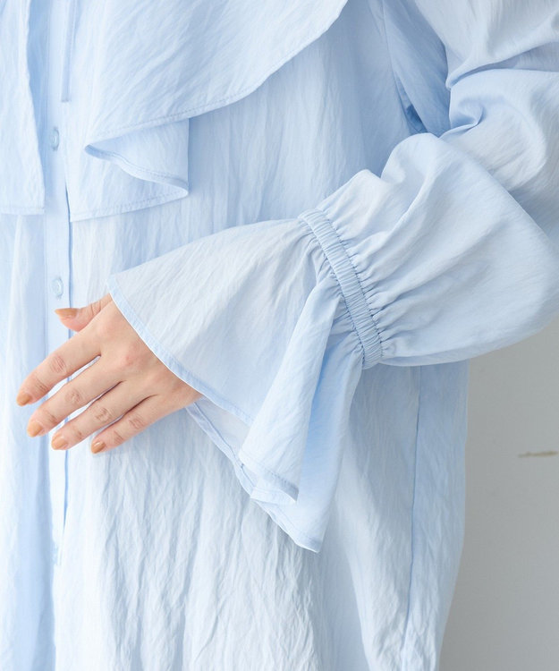 Green Parks ラッフルブラウス Sax